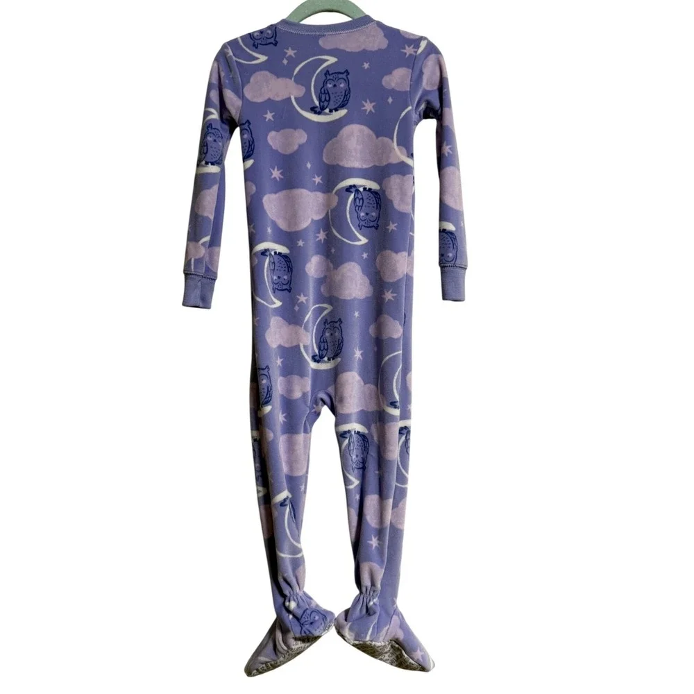 Carters Just One You Toddler Girls Purple Owl Moon Fleece Footed Pajamas 2T